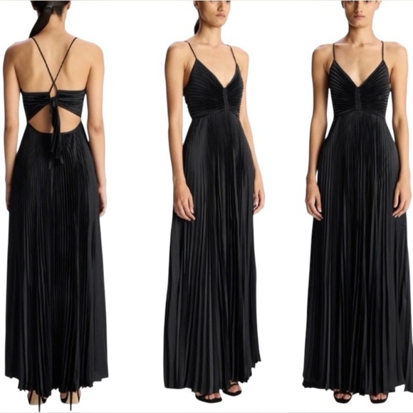 LIKE NEW A.L.C. Aries Satin Pleated Dress in Black - Size 4 - Picture 12 of 16